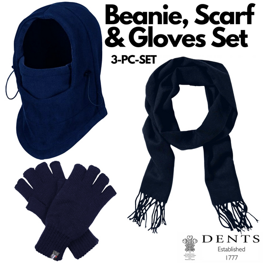 3pc Mens Winter Set Thermal Beanie Mask + Scarf + Thinsulate Knitted Fingerless Gloves-4