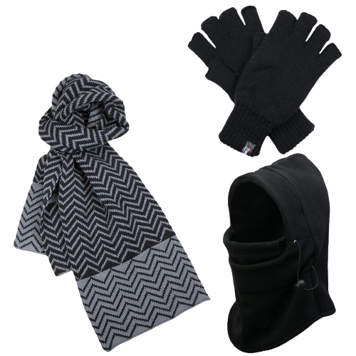 Load image into Gallery viewer, 3pc 3M Thinsulate Set Mens Black Thermal Windproof Beanie Hat Scarf Gloves-0
