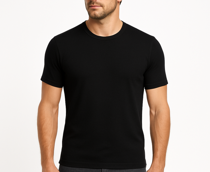 Mens 100% Pure Merino Wool Crew Neck Short Sleeve Top T Shirt Thermal Underwear - Black-0