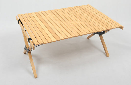 Folding Camping Table Bamboo Roll Up Portable Outdoor Picnic BBQ Desk Beach-4