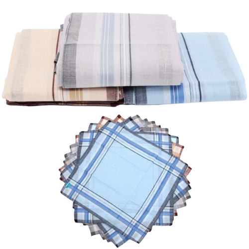 Load image into Gallery viewer, Mens HANDKERCHIEFS 100% Cotton/Terylene Pocket Square Hanky Handkerchief 35x35cm - 4 Hankies-0
