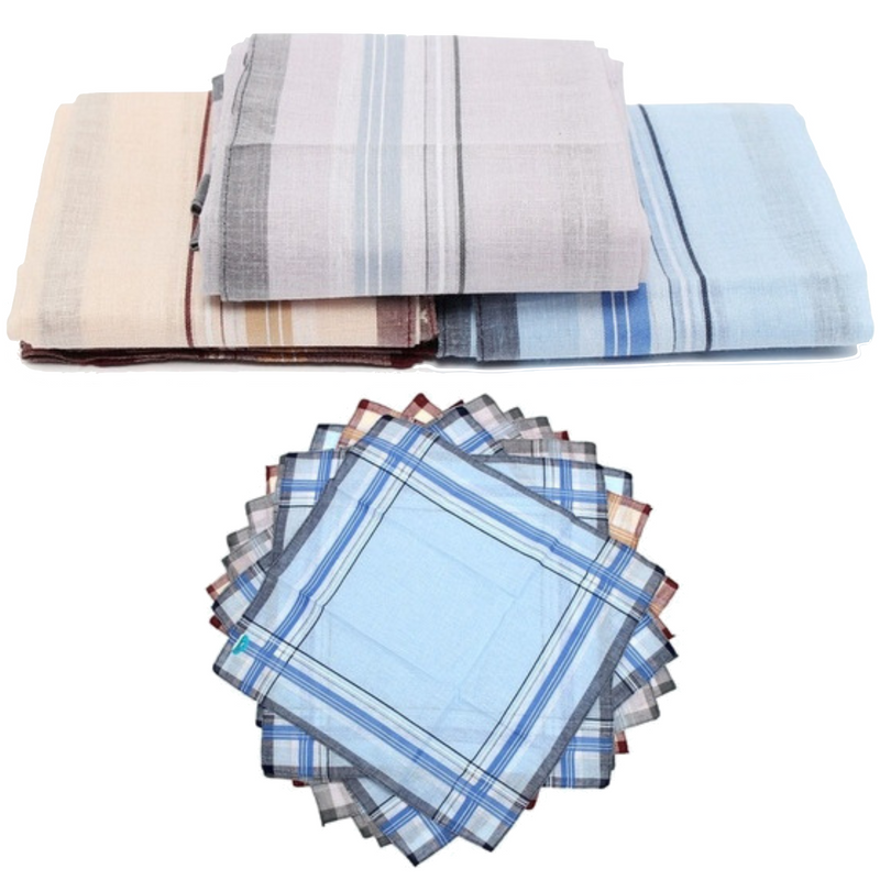 Load image into Gallery viewer, Mens HANDKERCHIEFS 100% Cotton Pocket Square Hanky Handkerchief 35x35cm - 12 Hankies-0

