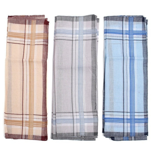Mens HANDKERCHIEFS 100% Cotton Pocket Square Hanky Handkerchief 35x35cm - 12 Hankies-3