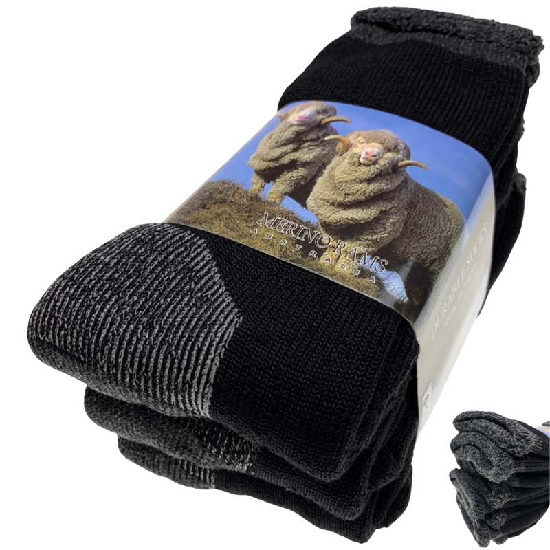Load image into Gallery viewer, 3 Pairs Heavy Duty Merino Wool Work Socks Extra Thick Cushion (Size 11-14)-0
