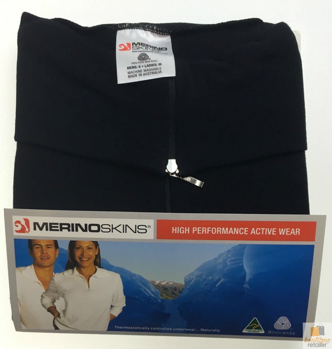 100% Wool MERINO SKINS Mens Half Zip Long Sleeve Thermal Underwear T-Shirt Top-10