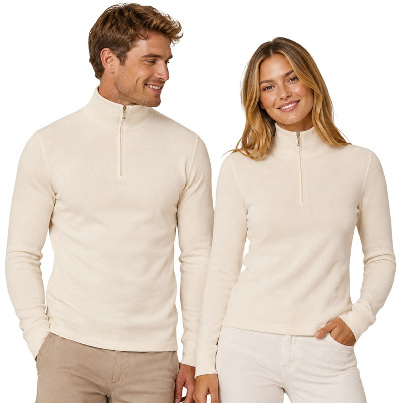 Load image into Gallery viewer, Merino Skins 100% Merino Wool Thermal Top Half Zip Long Sleeve Unisex - Natural-0
