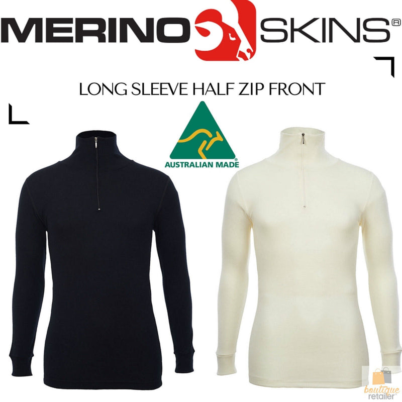Load image into Gallery viewer, 100% Wool MERINO SKINS Mens Half Zip Long Sleeve Thermal Underwear T-Shirt Top-1
