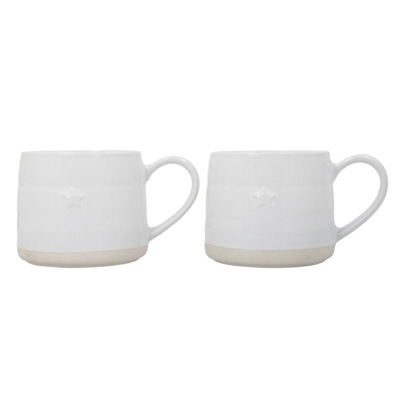 Load image into Gallery viewer, Mikasa Farmhouse Star Stoneware Mugs 380ml Set of 2 - White Cream-0
