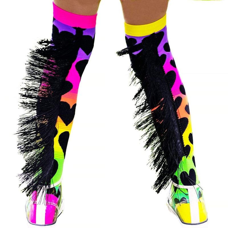Load image into Gallery viewer, Madmia Sunset Socks Kids &amp; Adults 6+ Rainbow Heart Print Tassel Crazy Sock Day-2
