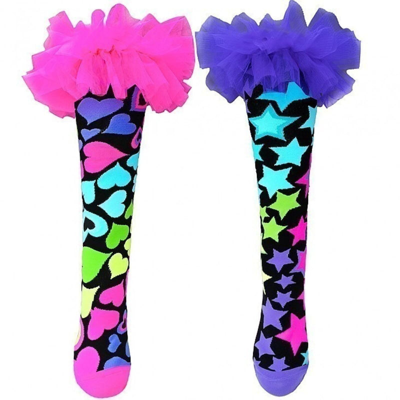 Load image into Gallery viewer, Madmia Magic Frills Socks Size 6–99 Colourful Stars Hearts Tulle Crazy Sock Day-4
