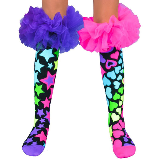 Madmia Magic Frills Socks Size 6–99 Colourful Stars Hearts Tulle Crazy Sock Day-0