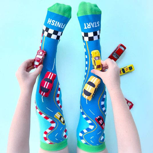 Madmia Racing Cars Kids/Toddler Comfortable/Playful Breathable Socks 6y+-3