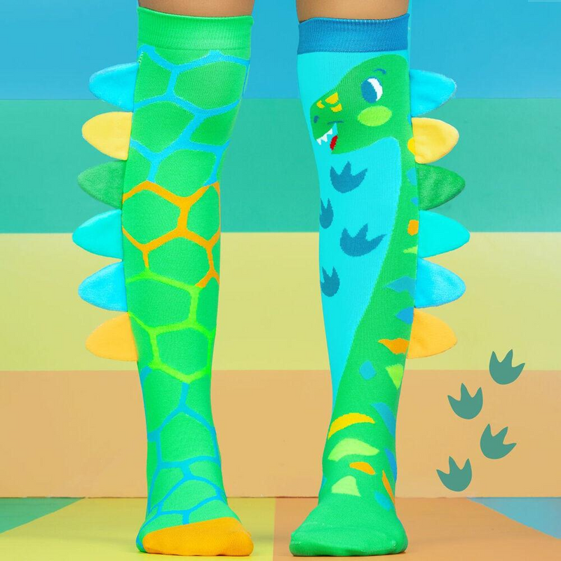Load image into Gallery viewer, Madmia Green Roar Dinosaur Over Knee-High Socks Long Unisex Kids One Size 6-99y-2
