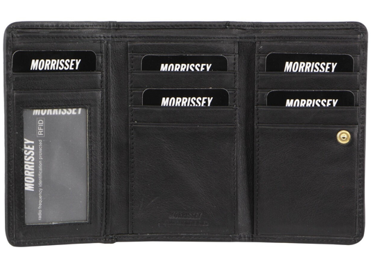 Morrissey RFID Womens Leather Wallet Coin Clutch Purse Organiser - Black-0