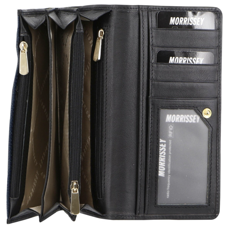 Load image into Gallery viewer, Morrissey Italian Structured Leather Flap Over Ladies Wallet - Navy-0
