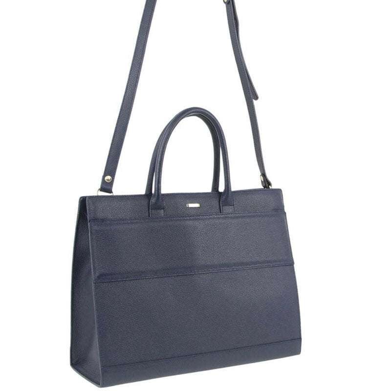 Load image into Gallery viewer, Morrissey Italian Structured Leather Tote Unisex Computer Bag Handbag - Navy-3
