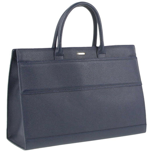 Morrissey Italian Structured Leather Tote Unisex Computer Bag Handbag - Navy-2