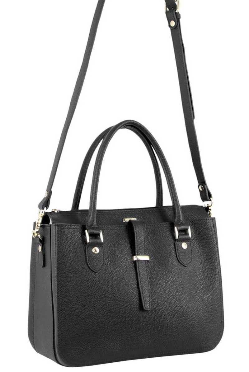 Load image into Gallery viewer, Morrissey Italian Womens Structured Leather Handbag Ladies Bag - Black-0
