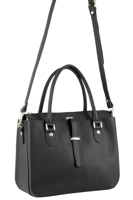 Morrissey Italian Womens Structured Leather Handbag Ladies Bag - Black-1