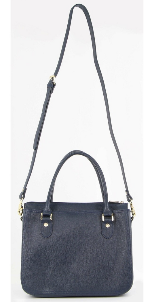 Morrissey Italian Womens Structured Leather Handbag Ladies Bag - Navy-3