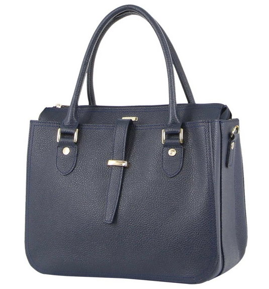 Morrissey Italian Womens Structured Leather Handbag Ladies Bag - Navy-1