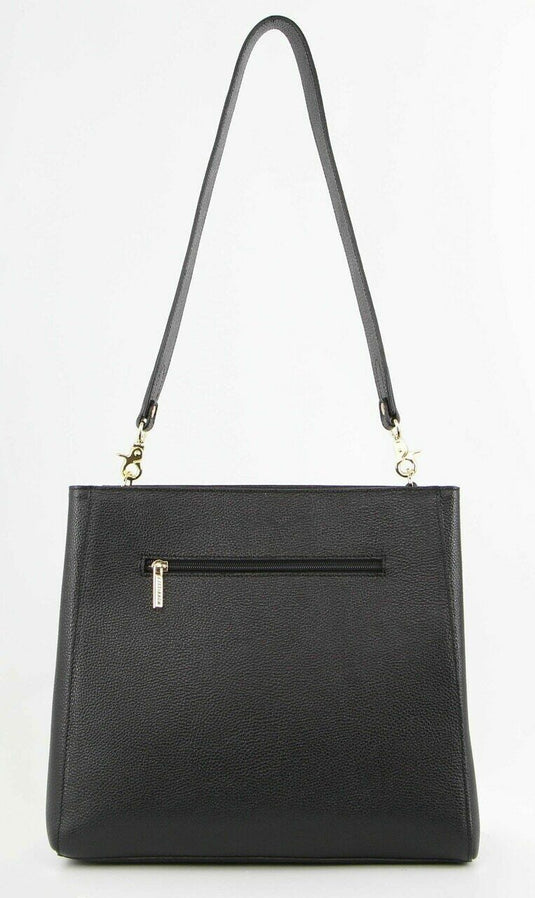 Morrissey Womens Italian Structured Leather Cross Body Bag Handbag Ladies - Black-3