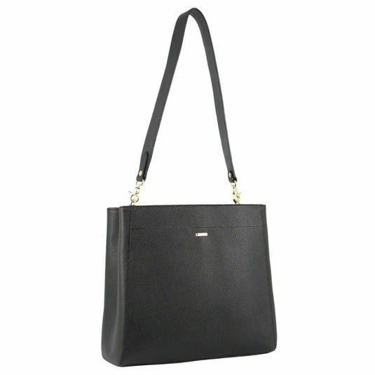 Morrissey Womens Italian Structured Leather Cross Body Bag Handbag Ladies - Black-1