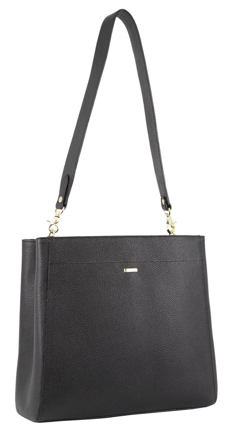 Load image into Gallery viewer, Morrissey Womens Italian Structured Leather Cross Body Bag Handbag Ladies - Black-4
