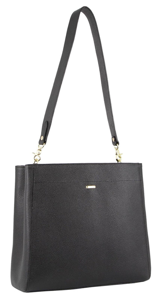 Morrissey Womens Italian Structured Leather Cross Body Bag Handbag Ladies - Black-4