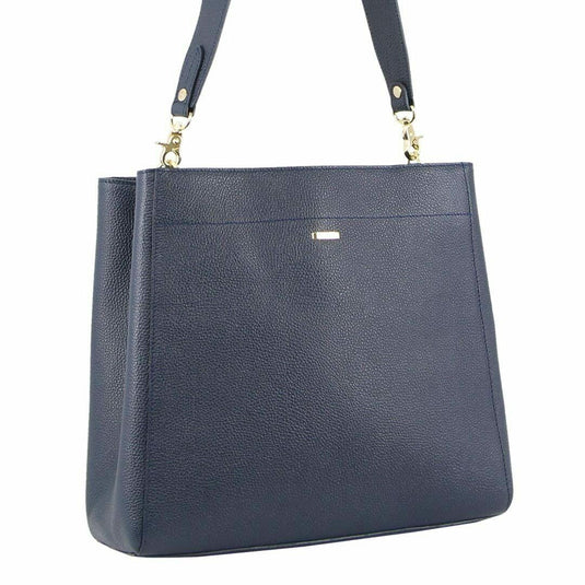 Morrissey Ladies Italian Structured Leather Cross Body Handbag Bag Womens - Navy-2