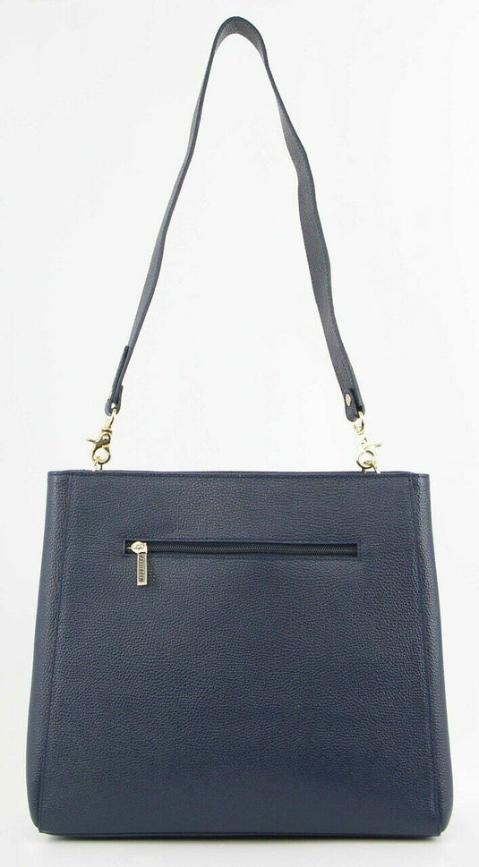 Morrissey Ladies Italian Structured Leather Cross Body Handbag Bag Womens - Navy-4