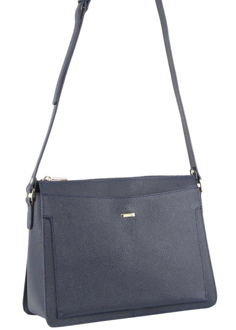 Load image into Gallery viewer, Morrissey Italian Structured Leather Cross Body Handbag Tote Bag (MO3162) - Navy-1
