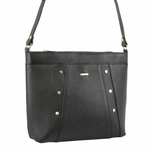 Morrissey Italian Genuine Leather Bag Cross Body Handbag Ladies iPad - Black-0