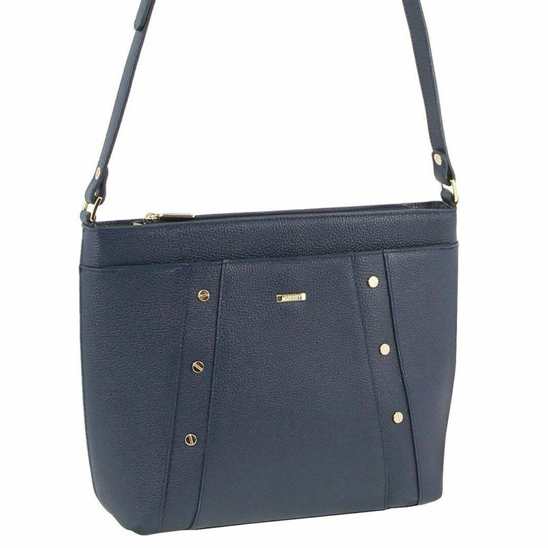 Load image into Gallery viewer, Morrissey Italian Womens Structured Leather Cross Body Handbag Bag Ladies - Navy-1
