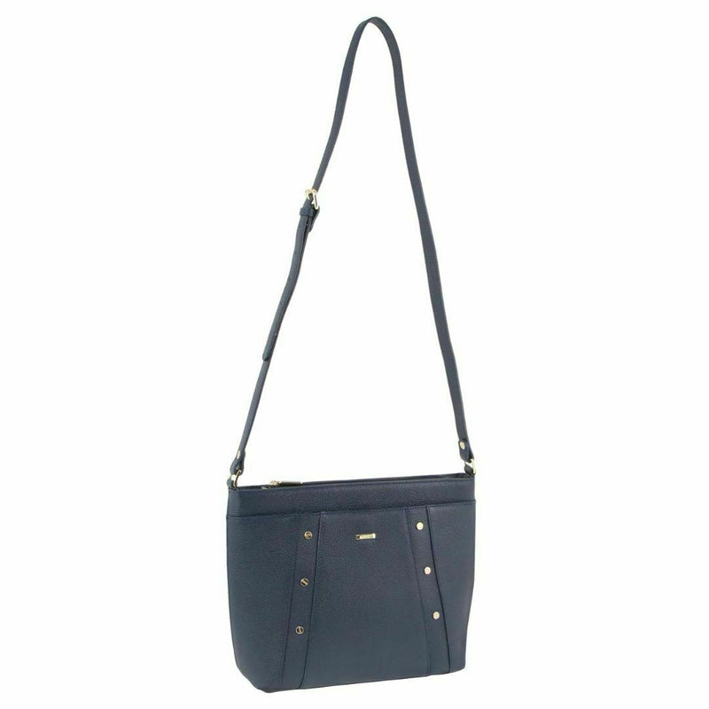 Load image into Gallery viewer, Morrissey Italian Womens Structured Leather Cross Body Handbag Bag Ladies - Navy-2
