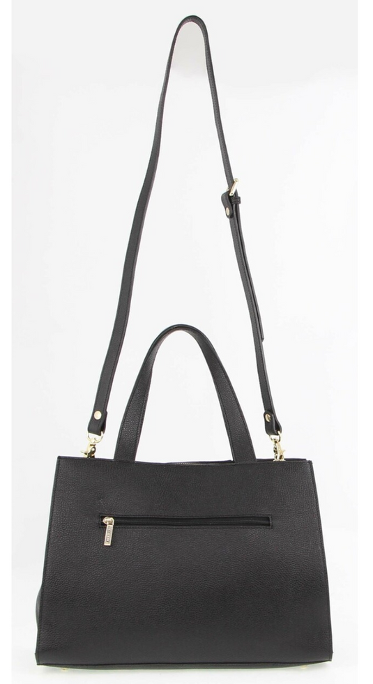 Morrissey Womens Italian Structured Leather Bag Tote Handbag Ladies - Black-2