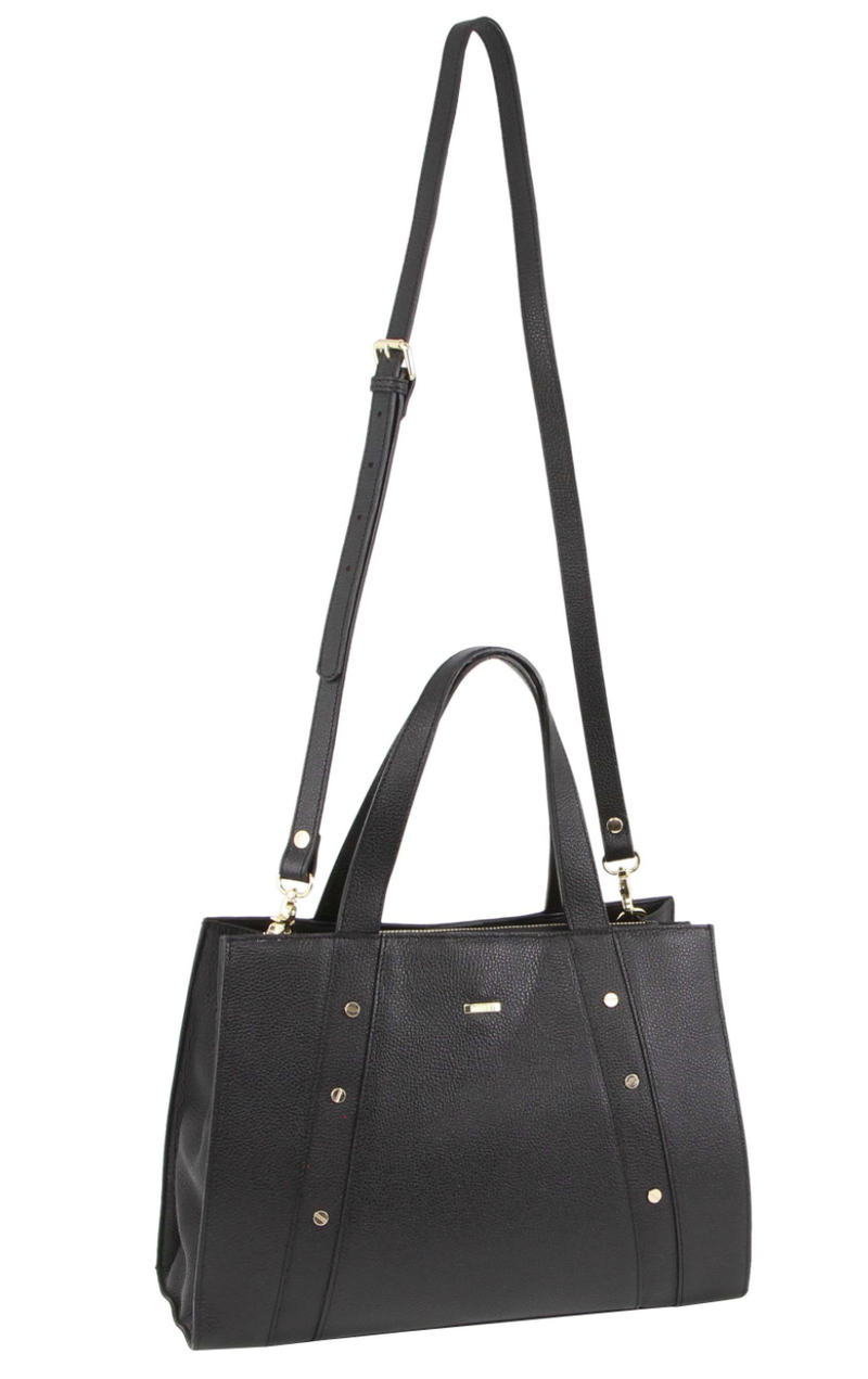 Load image into Gallery viewer, Morrissey Womens Italian Structured Leather Bag Tote Handbag Ladies - Black-1
