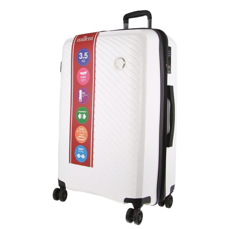 Load image into Gallery viewer, Pierre Cardin Inspired Milleni Checked Luggage Bag Travel Carry On Suitcase 75cm (124L) - White-3
