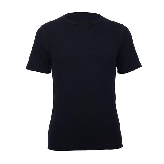 MERINO SKINS Mens Classic Crew Neck Tee Wool Thermal T-Shirt Short Sleeve - Black-0