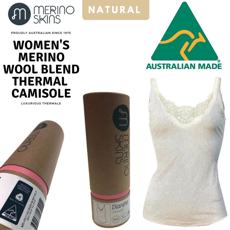Load image into Gallery viewer, MERINO SKINS Ladies Dianthe Camisole Top Merino Wool Rich Thermals - Natural-1
