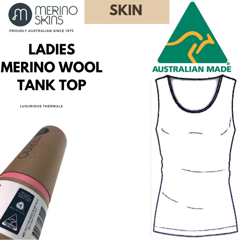 Load image into Gallery viewer, MERINO SKINS Ladies Scoop Neck Tank Top Sleeveless Wool Thermals Warm - Skin-1
