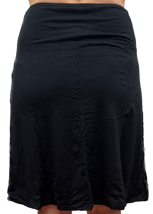 Merino Skins Essential A-Line Slip Under Skirt Thermal Wool Underwear - Black-3