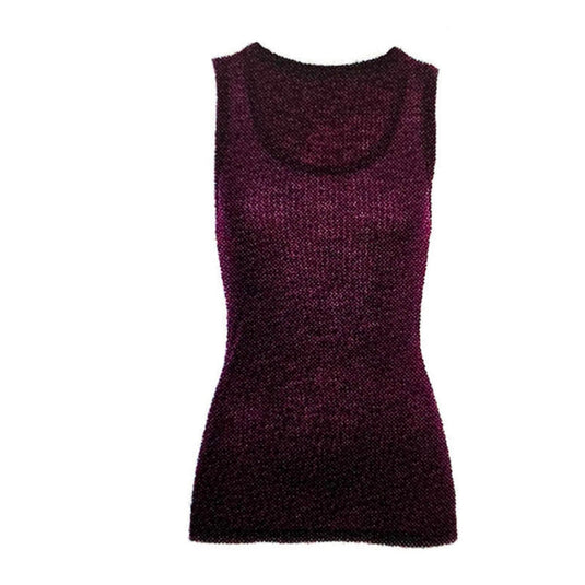 MERINO SKINS Wool Blend Ladies Verona V-Neck Tee Thermal Top Tank - Amaranth-0