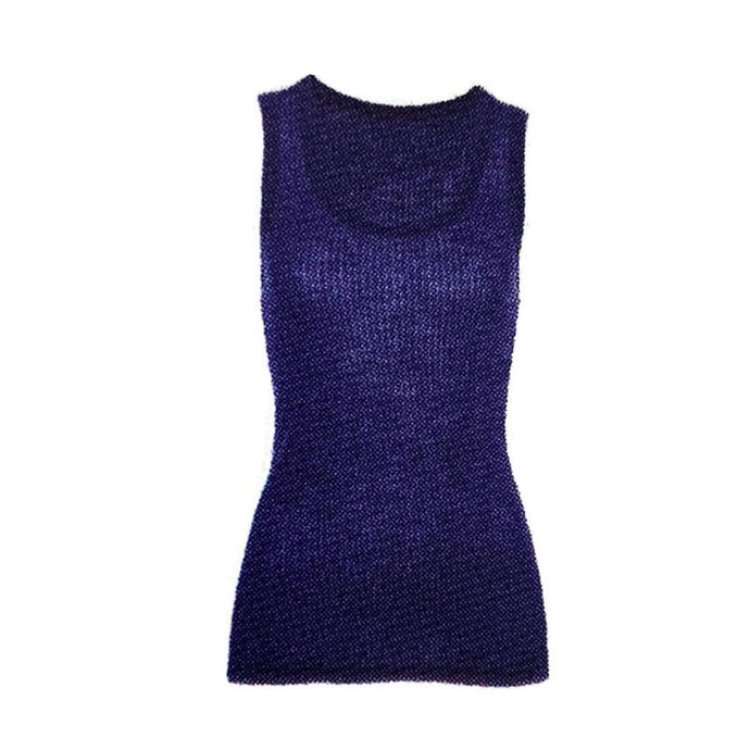 MERINO SKINS Wool Blend Ladies Verona V-Neck Tee Thermal Top Tank - French Navy-0