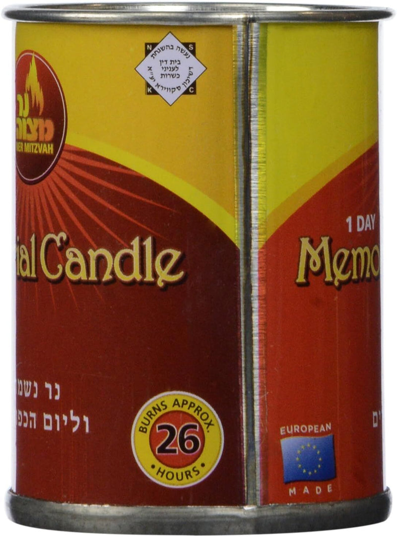 Load image into Gallery viewer, Ner Mitzvah 1 Day Memorial Candle in Tin Jar Jewish Yartzeit - Made in Europe-2
