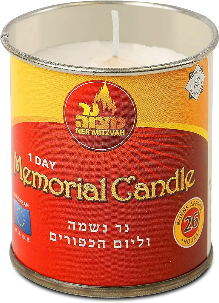 Load image into Gallery viewer, Ner Mitzvah 1 Day Memorial Candle in Tin Jar Jewish Yartzeit - Made in Europe-0
