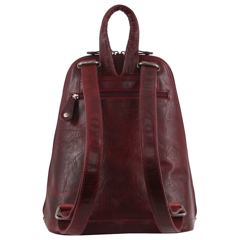 Load image into Gallery viewer, Milleni Womens Twin Zip Backpack Nappa Italian Leather Bag Travel - Cherry-3
