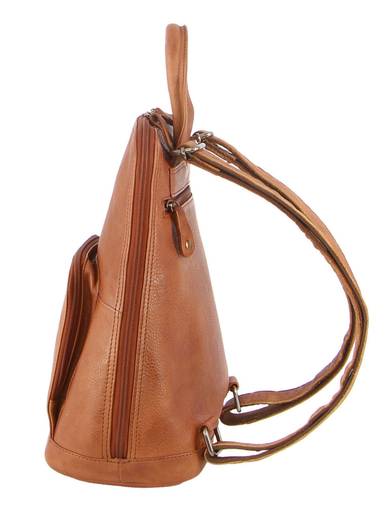 Load image into Gallery viewer, Milleni Genuine Italian Leather Soft Nappa Leather Backpack Bag Travel - Cognac-3
