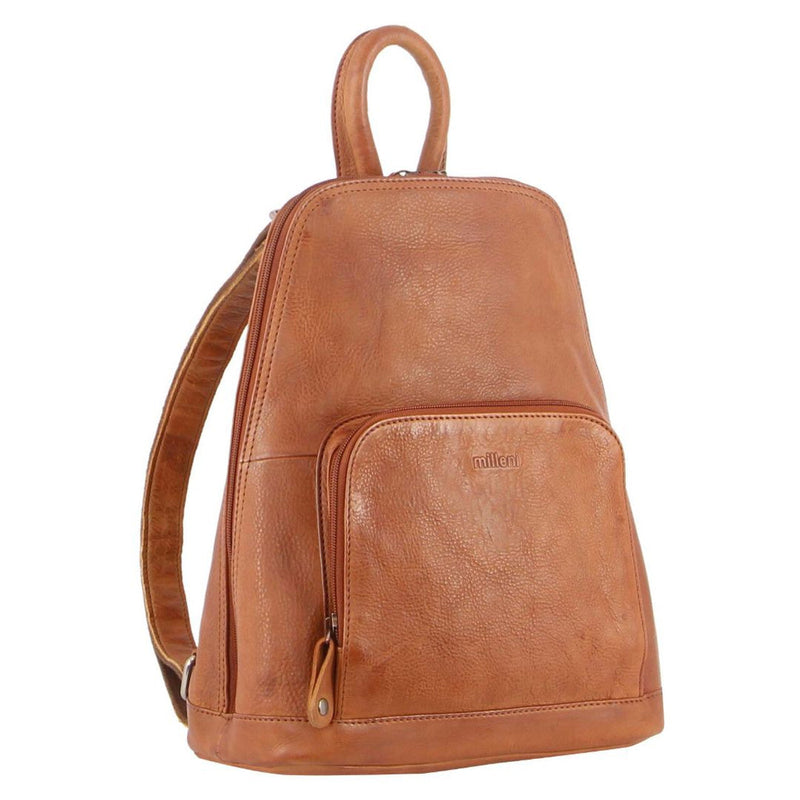 Load image into Gallery viewer, Milleni Genuine Italian Leather Soft Nappa Leather Backpack Bag Travel - Cognac-1
