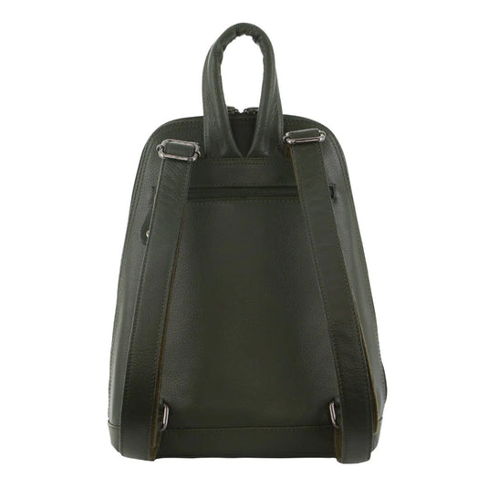 Milleni Womens Twin Zip Backpack Nappa Italian Leather Travel Bag - Grape Leaf-3